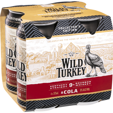 Wild Turkey Cola 9% Can 375mL 4 Pack